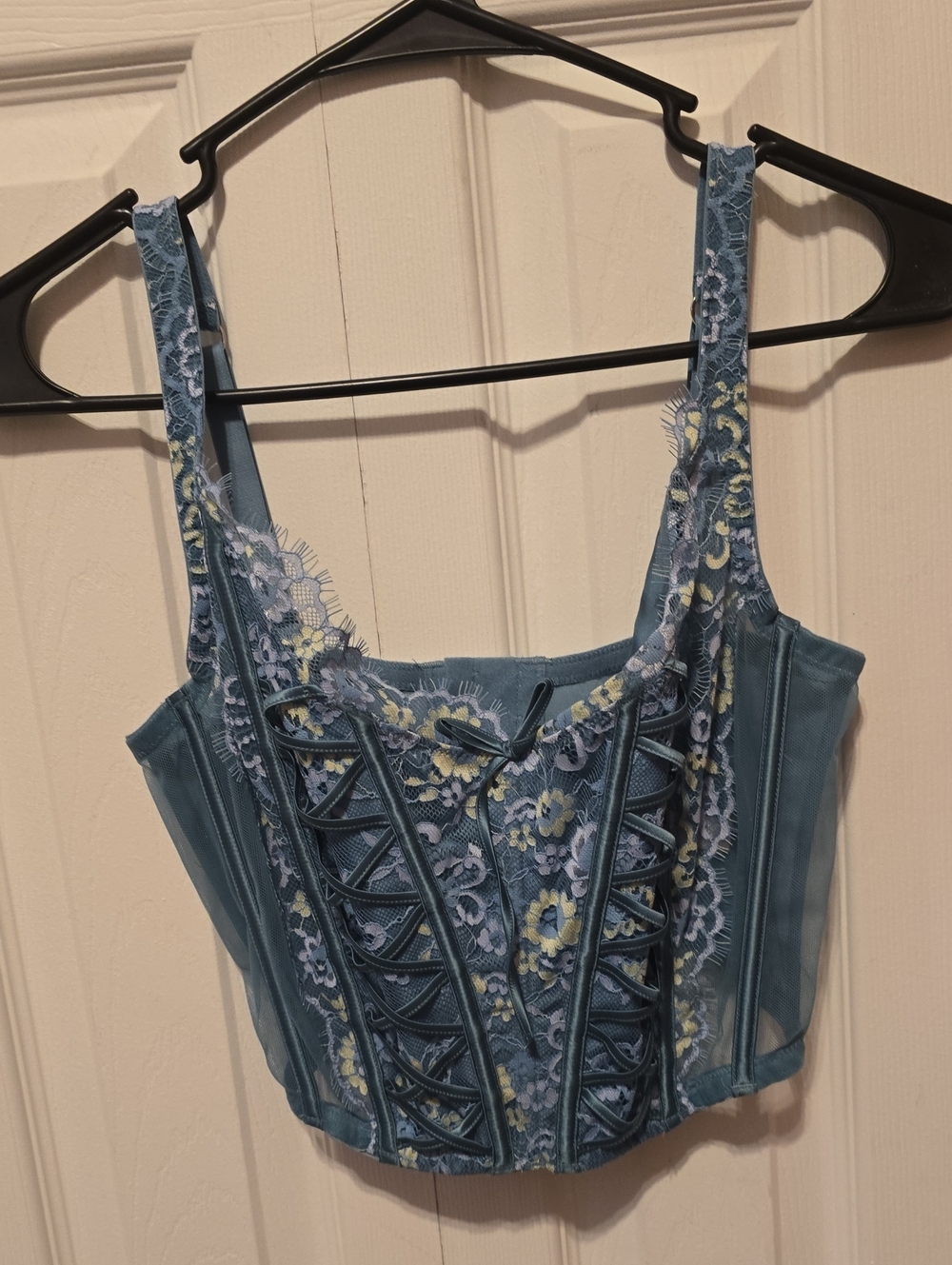 Victoria's Secret Blue Lace Corset Crop Top
